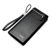 fashion genuine leather men wallets long zipper clutch purse card holder phone wallet
