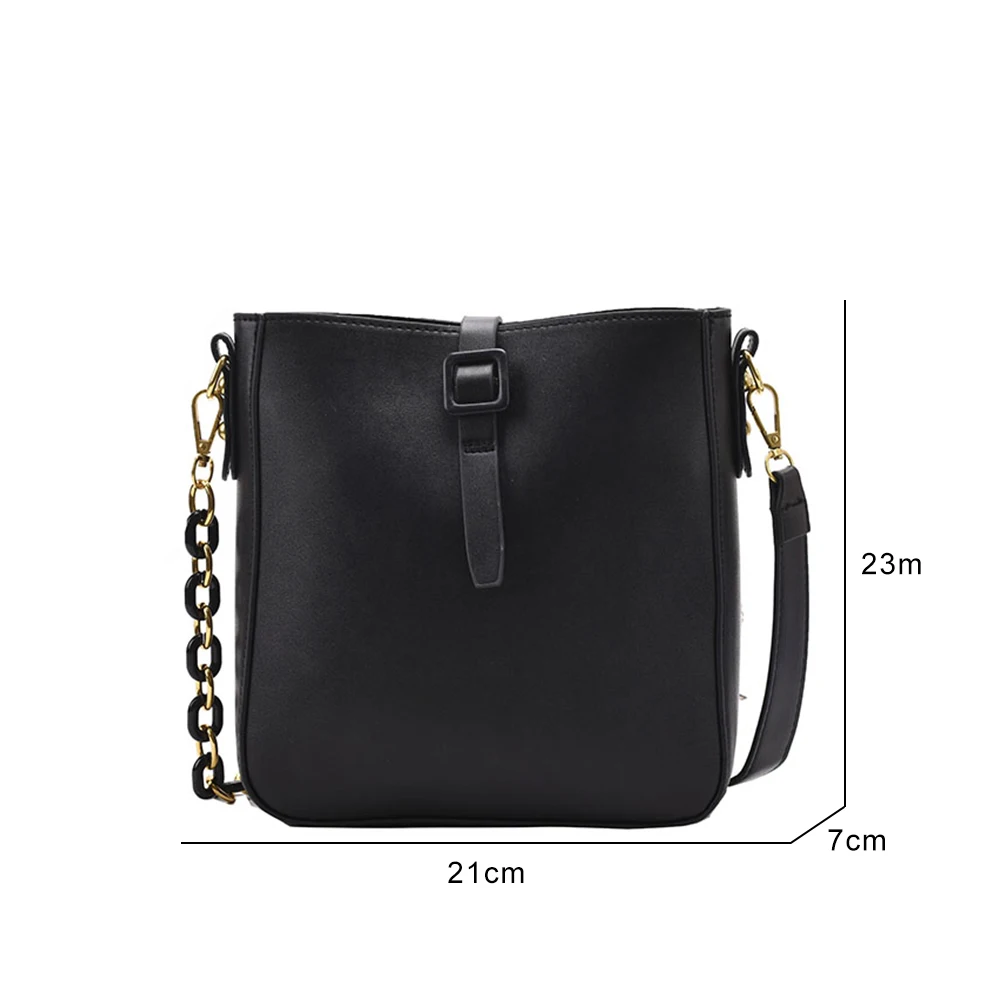 

Retro Casual Shoulder Bag For Women New Branded Crossbody Bag Solid Color Artificial Leather Light Ladies Bucket Package Bolsos