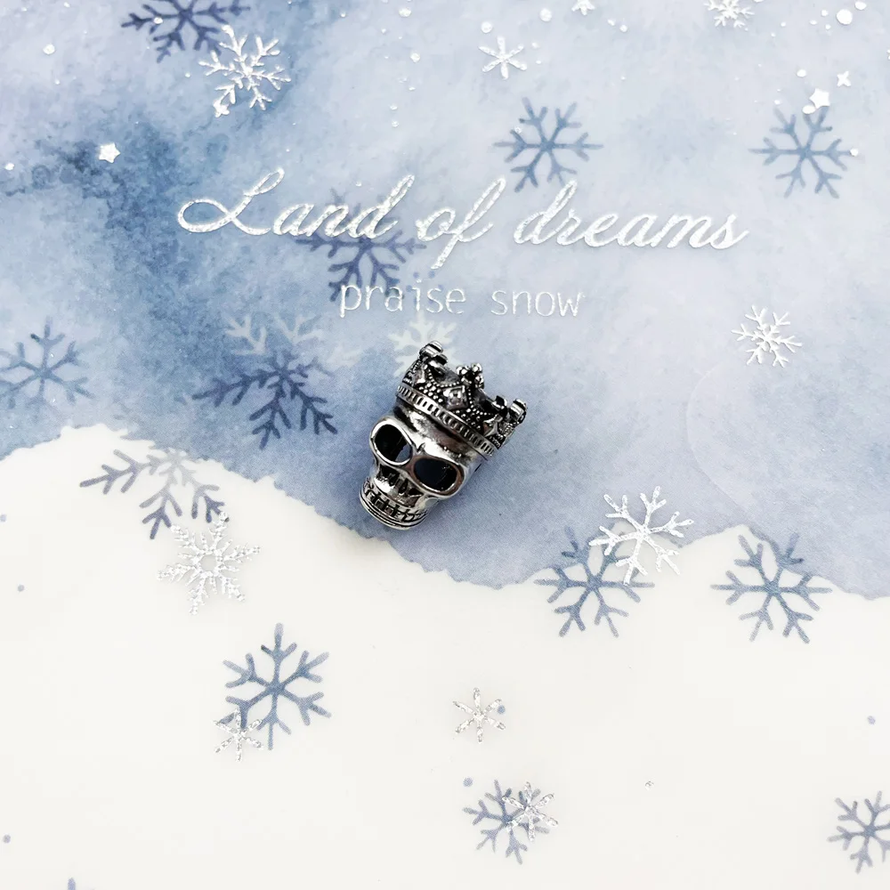 Браслеты из серебра 925 пробы с бусинами короной черепом | Украшения и аксессуары