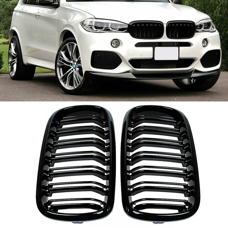 

For BMW F15 F16 X5 X6 F85 F86 X5M X6M 2014-2017 Car Glossy/Matte Black Front Bumper Kidney Grilles Front Grille Hood
