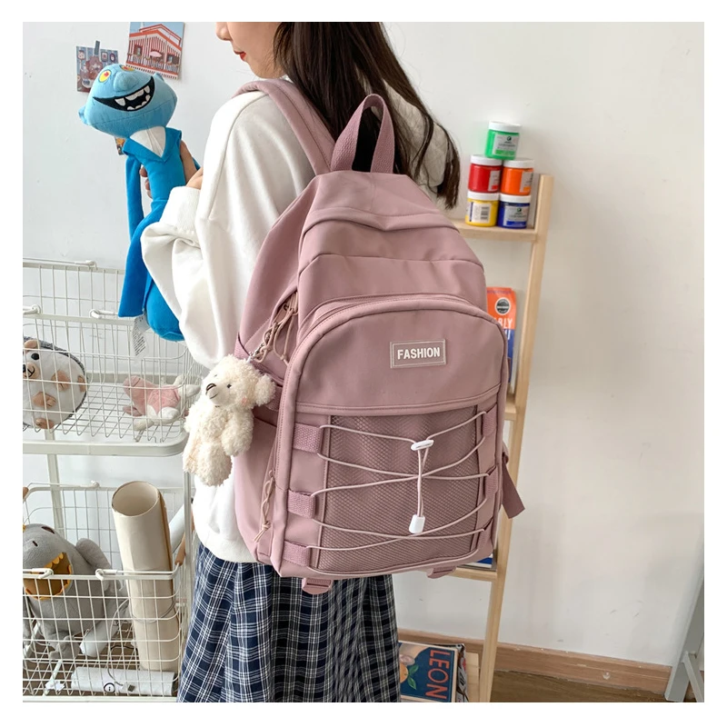 

Women Backpack Teenage Girls School Bags Nylon Black Back Pack Female