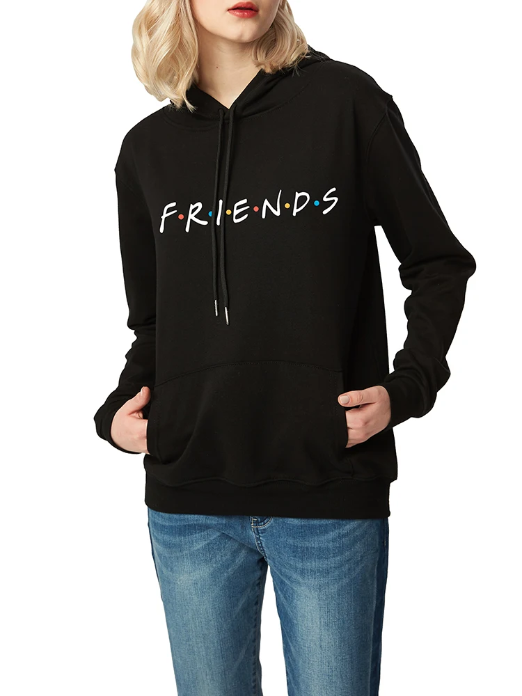 Женские толстовки с надписью «FRIENDS», осенне-зимние Утепленные пуловеры Harajuku sudaderas mujer с длинным рукавом, Прямая поставка