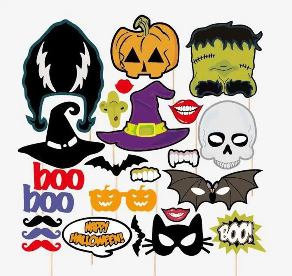 

24 Pcs Photo Booth Props Party Favor for Hallowmas Party with Skull Bat