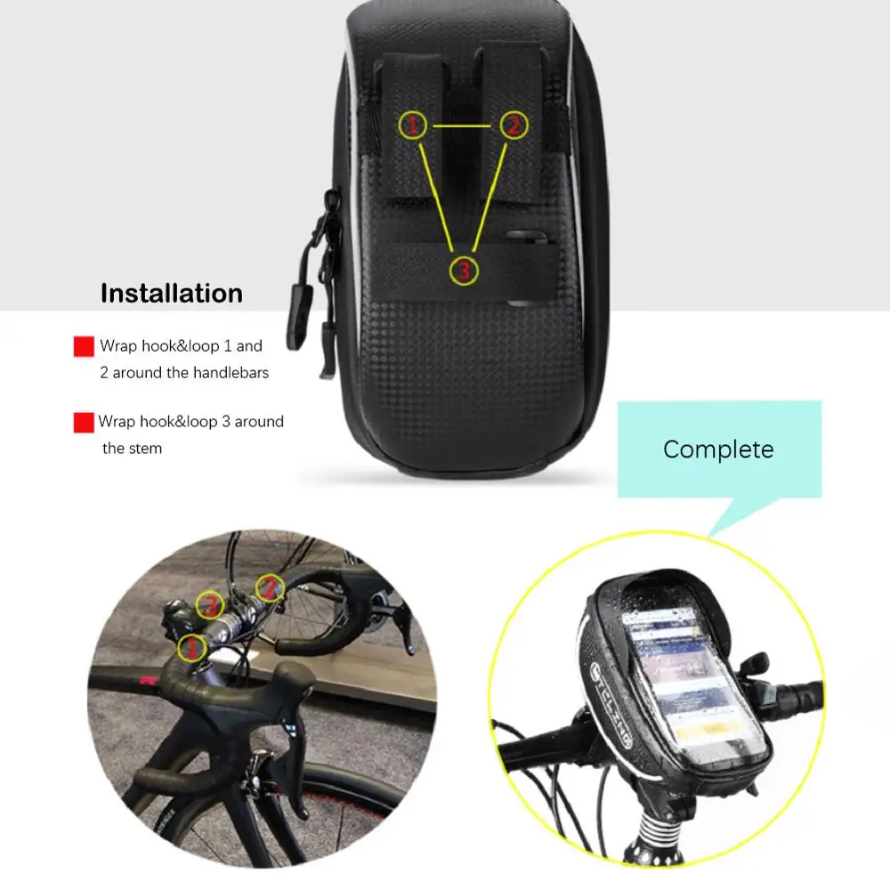 

Fietsen Fiets Hoofd Buis Stuur Cell Mobiele Telefoon Bag Waterdichte Nylon Bike Bag Touch Screen Telefoon Mount Tassen Case