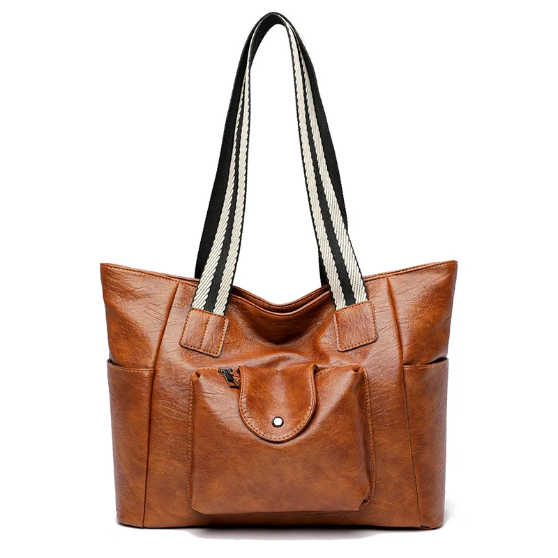 

Winter Casual Women's Handbags Soft Tote Bags For Women PU High Capacity Shoulder Bag Interior Zipper Fashion Female New Style