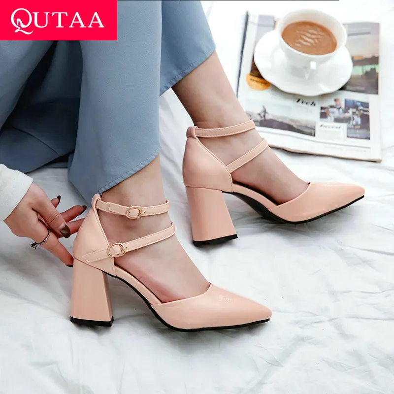 QUTAA/2020 женские туфли на платформе подходящие для всех с острым носком низким