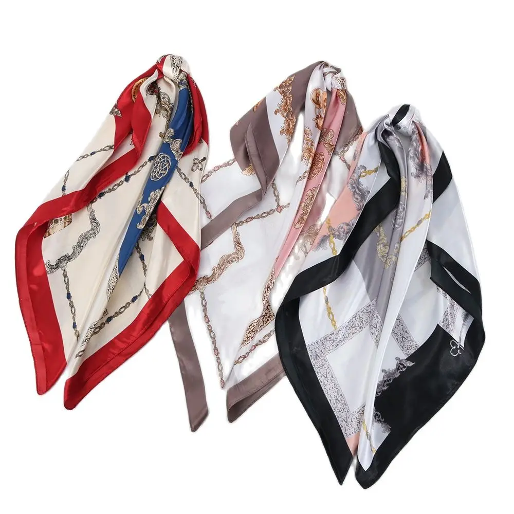 

Tiktok Scarftop Silk Scarf Headwraps Women Spring And Summer Hair Scarver 90*90cm Foulard Iuxe Bandana Femme Headscarf шарф