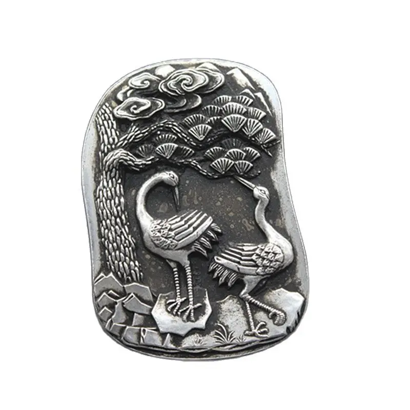 Китайская старинная тарелка с серебряным Shong He Yan Nian Inkstone