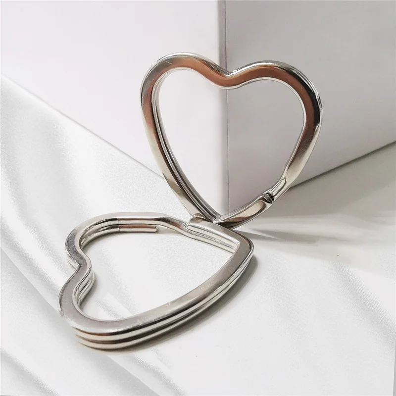 

DIY Keychain Stainless Steel Silver Heart Five-pointed Star Round Key Chain Accessories Fashion Jewelry Buckle Drop Shipping