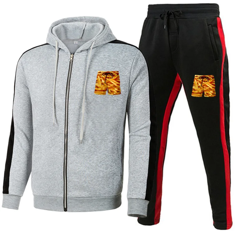 

Hooded Warm Sets Tracksuit Men Fur Thick Fleece Jacket Cotton Autumn Winter Hoodies + Sweatpants Zipper Casual Mens Clothing