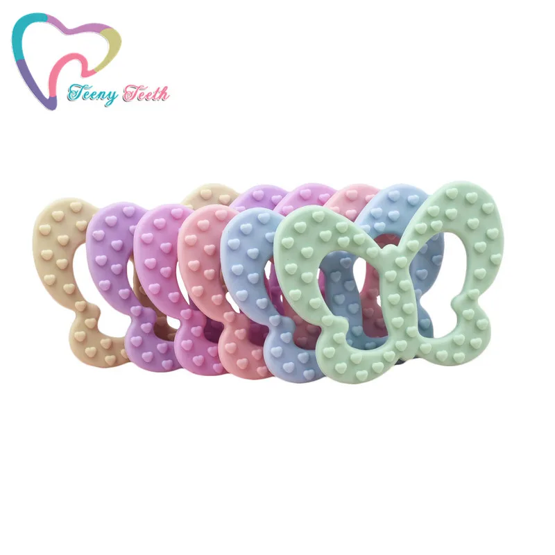 

Teeny teeth 1 шт. силиконовые бабочки Прорезыватель Подвески безопасный, не содержит БФА натуральные аксессуары для прорезывания зубов бабочки п...