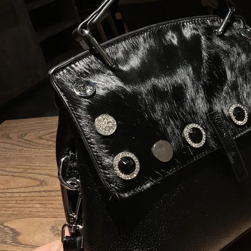 Сумка-мессенджер женская с натуральным конским волосом Модный саквояж