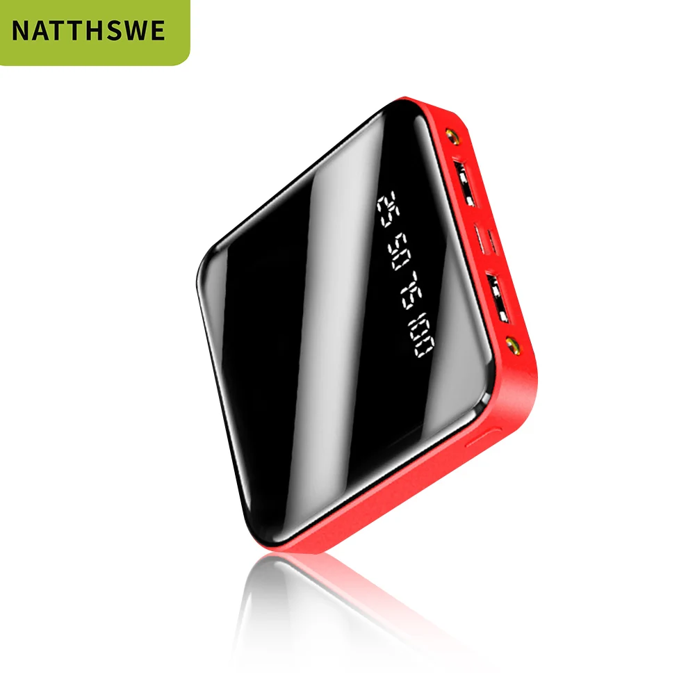 NATTHSWE Mini Power Bank 10000 мАч для iPhone 7 Xiaomi Mi Powerbank Pover зарядное устройство с двумя портами