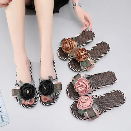 

Flowers cool slippers female summer indoor non-slip soft bottom home slippers floor home sweet lovely shoes