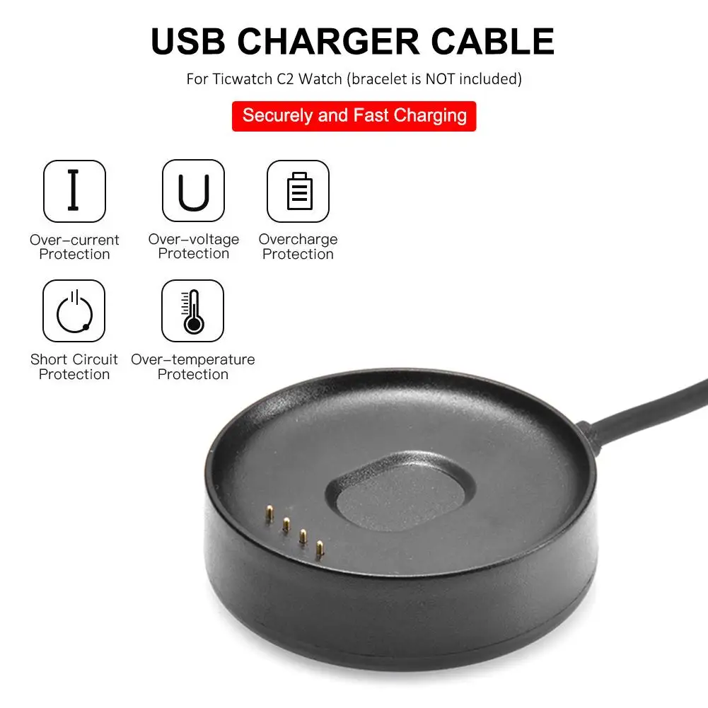 

Portable Smart Watch Magnetic Charger 100cm Charging Cable Replacement Charge Dock for TicWatch C2 Smartwatch Accessories
