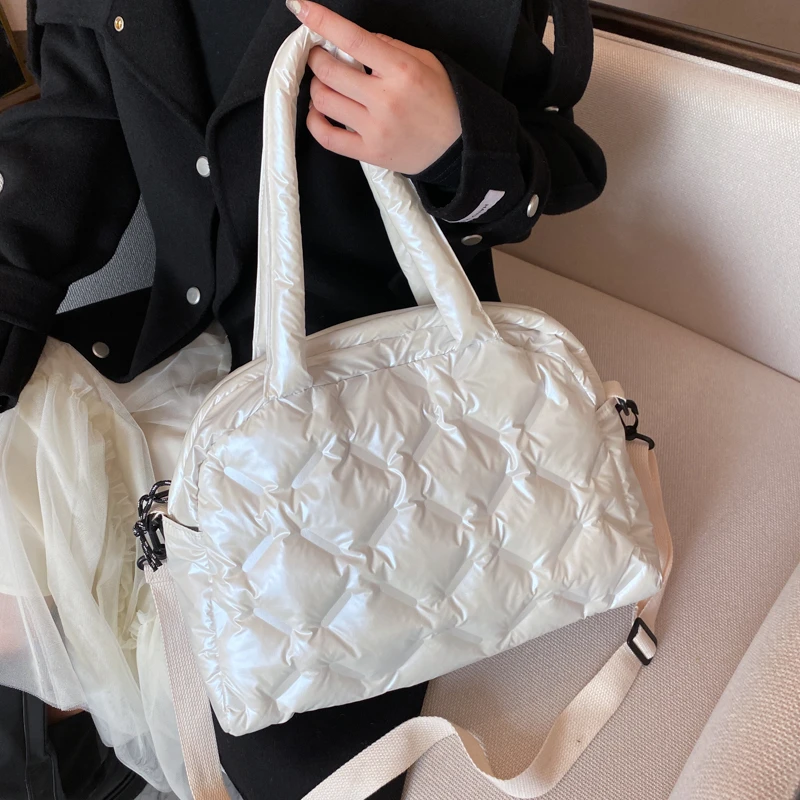 

Winter Space Cotton Satchel Shoulder Crossbody Bags for Women 2021 Waterproof Nylon Women's Handbag Lightweight Female Bag