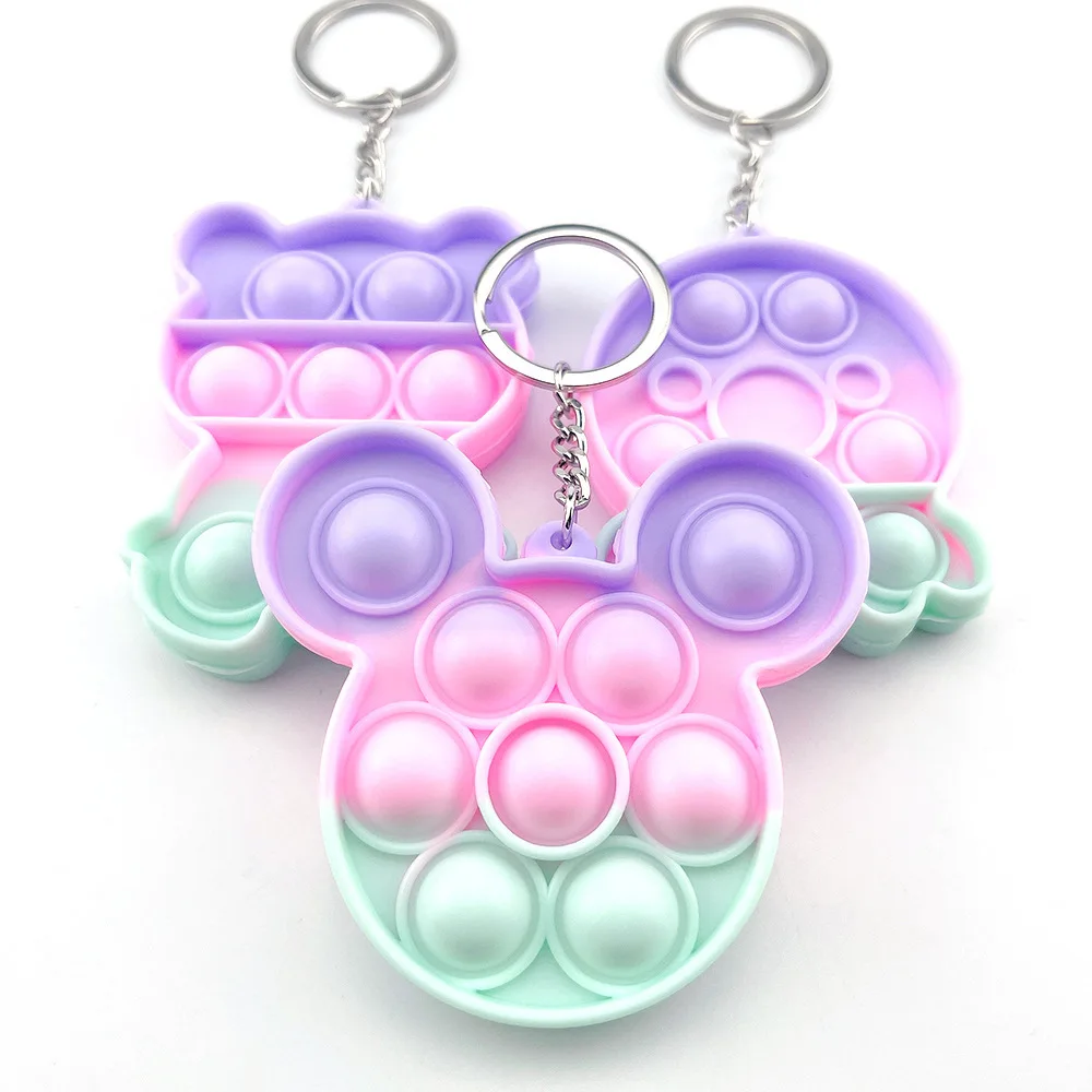 

5pcs/set Push Bubble Fidget Sensory Toys Keychain Simple Dimple Squishy Stress Reliever Toy For Autism Kids Funny Antistress Toy