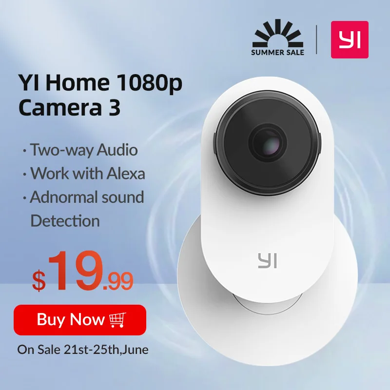 Wi Fi Камера YI Home 3 | Разрешение 1080P Full HD Онлайн доступ 24/7 Детектор аномального звука