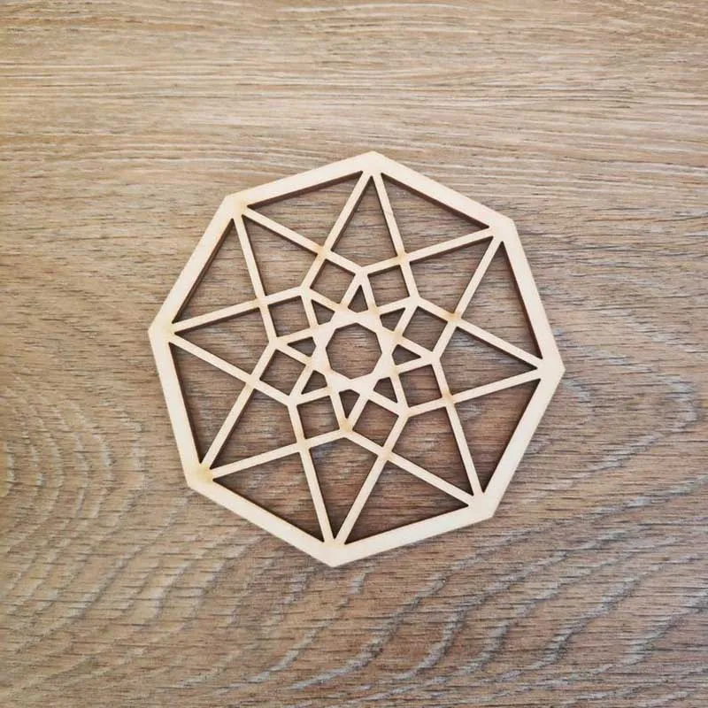 Подставка Tesseract Vesica с гравировкой деревянная тарелка священной геометрической