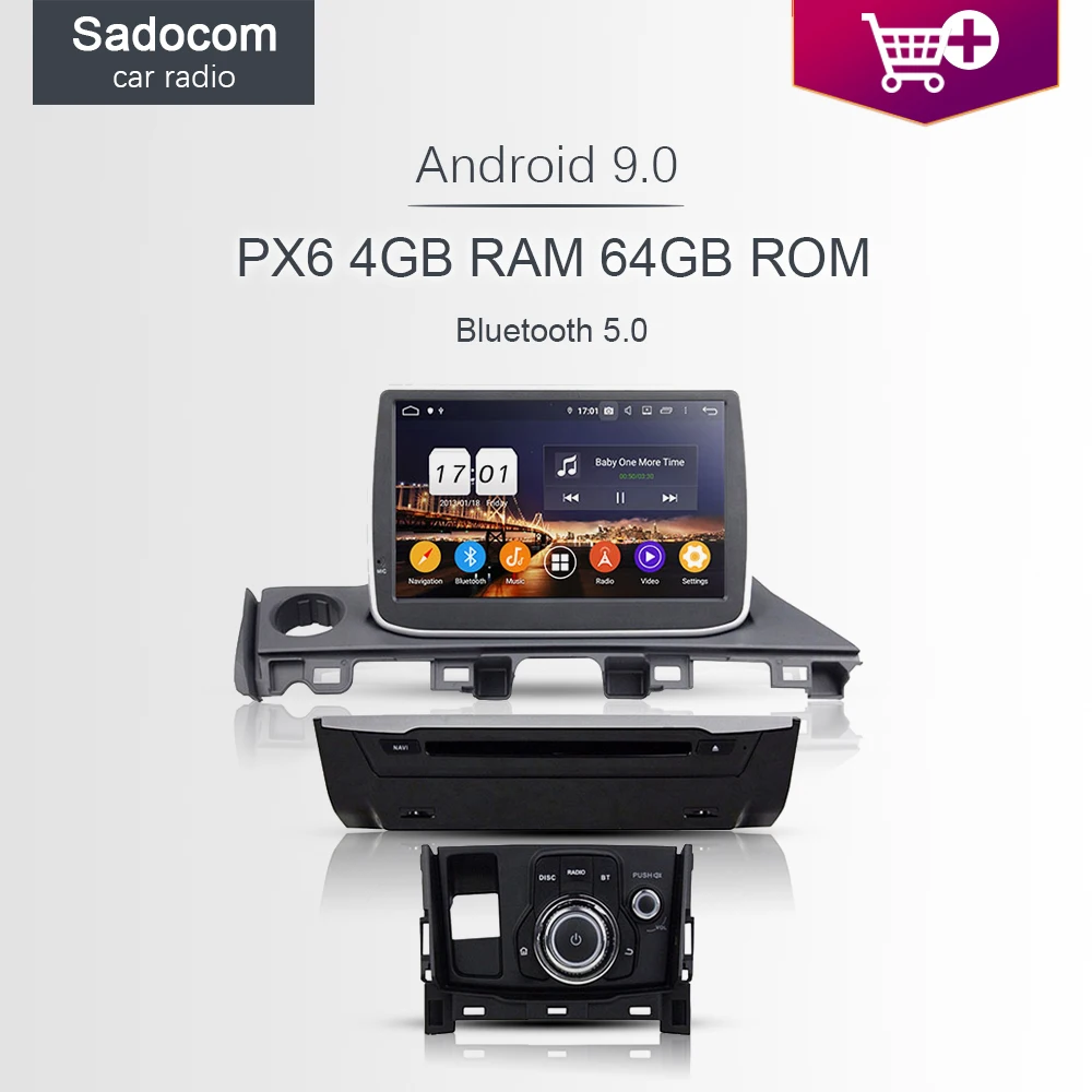 Автомобильный DVD плеер DSP PX6 9 дюймов Android 0 8 ядер 64 ГБ + 4 Гб ОЗУ для Mazda 6 Atenza 2017