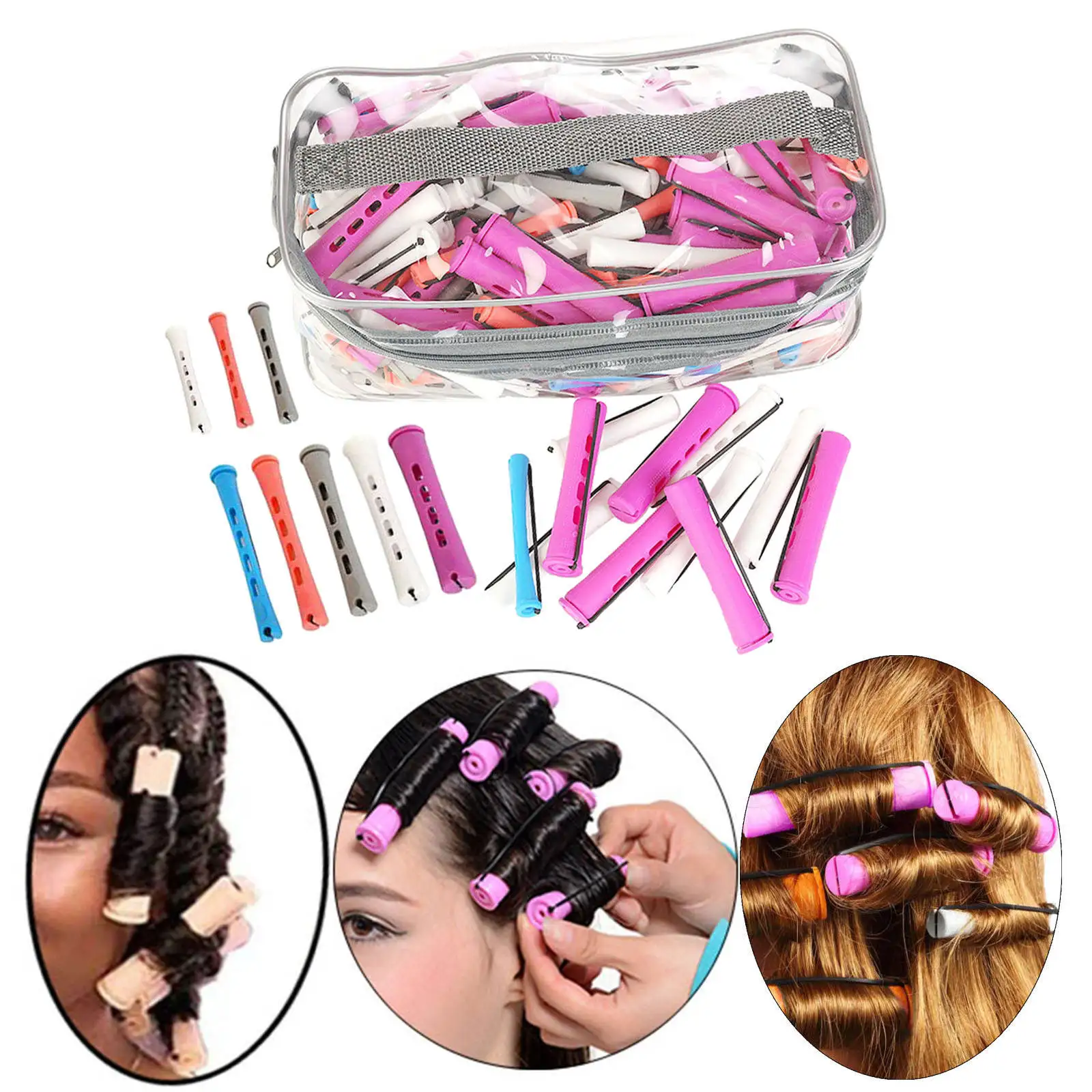 

Perm Rods Hair Rollers Straight Heatless Gifts with Rubber Band Non-Slip Elastic Curly Wavy Rod for Kit Curly Wavy Rod No Heat