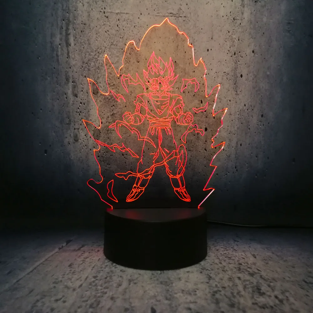 Kakarotto Super Son Goku Dragon Ball 3D настольная лампа Luminaria светодиодный ночник креативный