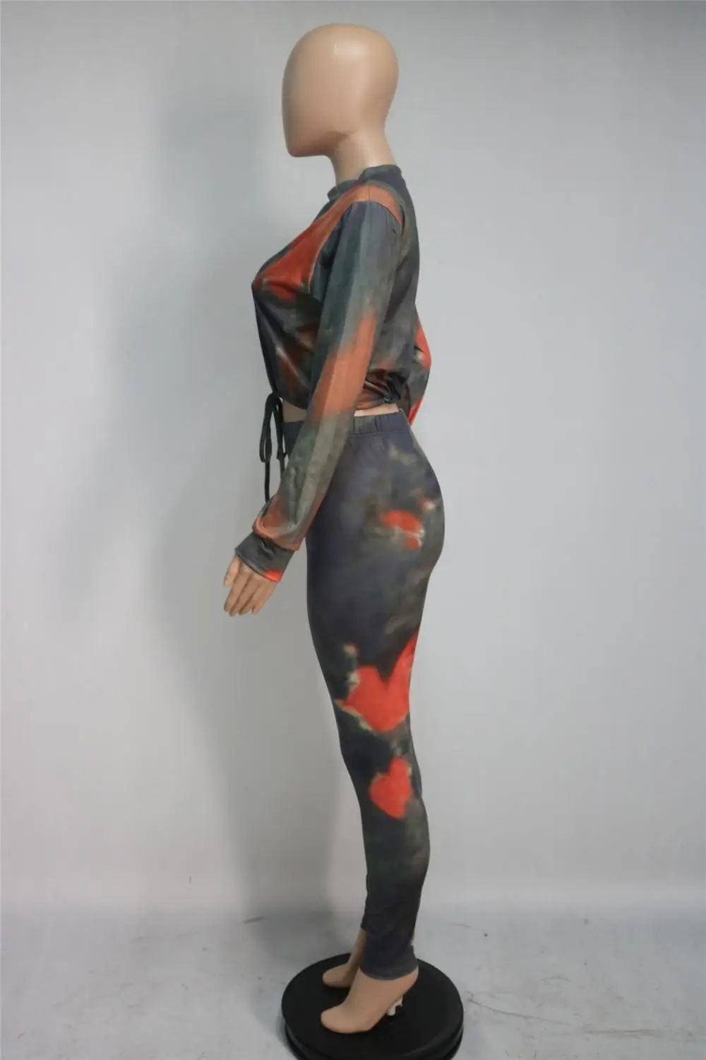 

Tie Dye Print Tracksuit Women Jogger Women Set Sportswear Fitnesss Drawstring Crop Top + Pencil Pants Two Piece Set Outfits