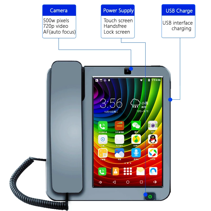 4G LTE Android Смарт фиксированный телефон SIM карта сенсорный экран видео звонок телефон с Wi-Fi запись для домашнего бизнеса