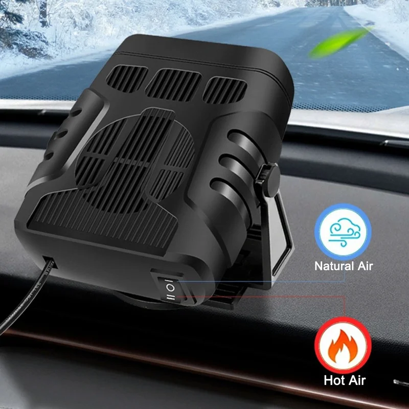 

12V/24V Vehicle 2 in 1 Portable-Purpose Heater 360 Rotating Hot Air Blower Large Air Volume Defogging and Defrosting Device