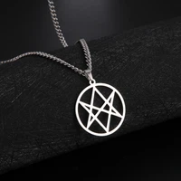 my shape thelema round unicursal hexagram symbol pendant necklace for men women stainless steel talisman amulet vintage jewelry