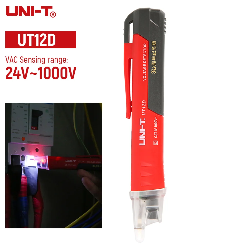 UNIT UT12D Non-contact Voltage Tester Pen AC Voltage Detector 24-1000V Electric Power LED Light Sensor Mini Voltage Meter CA