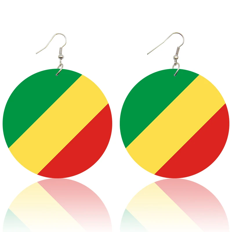 Congo SOMESOOR Модные Печатные Национальные Флаги деревянные висячие серьги Африка Америка Европа страна персонализированные ювелирные изделия для женщин Подарки - Окраска металла: Congo