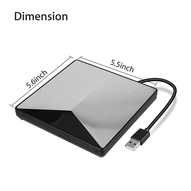 

External Aluminum Optical DVD Drive USB 3.0 CD DVD +/-RW Burner Rewriter Player For Laptop Desktop PC Support Windows MacOS 2021