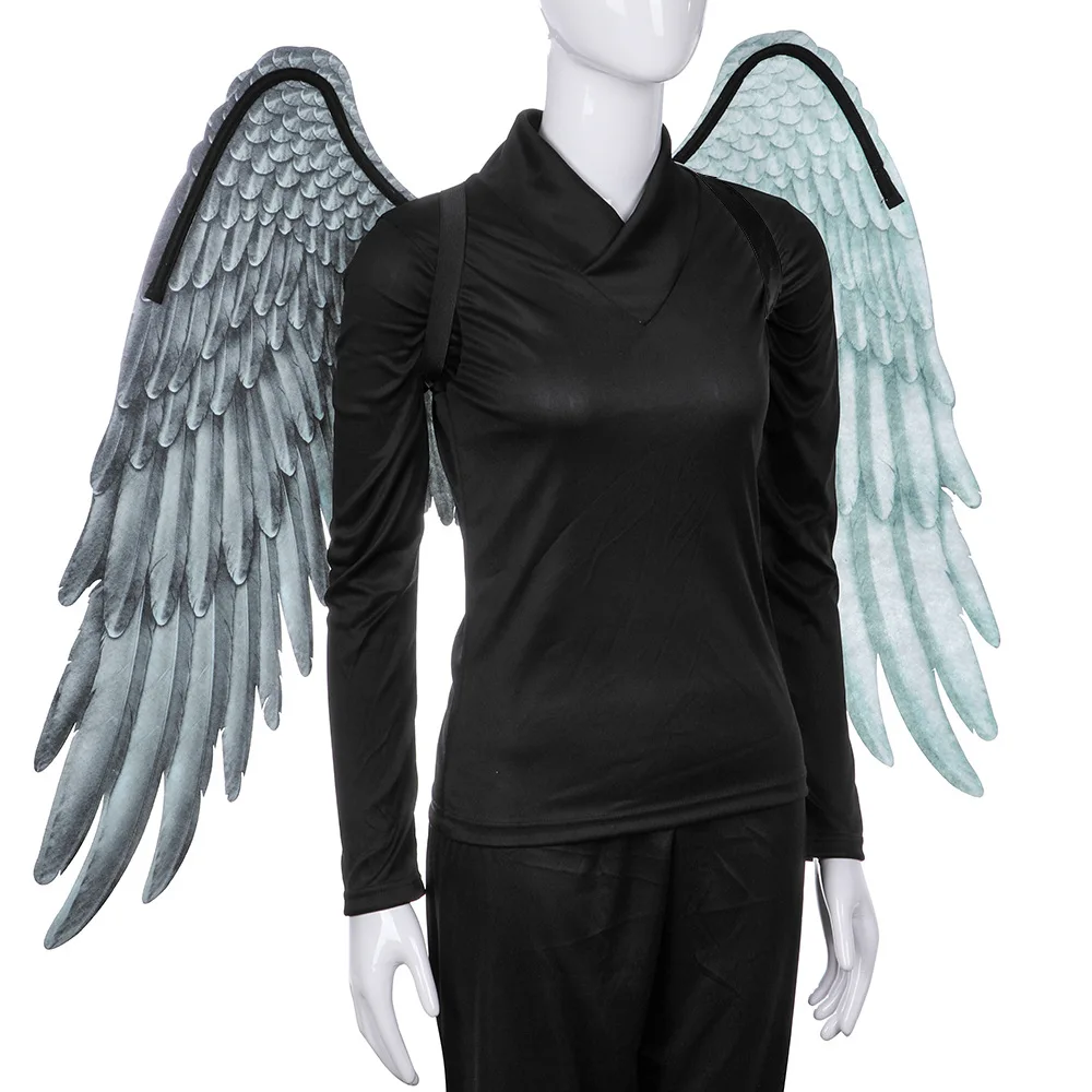 

Halloween Unisex Super Large Black and White Two-color Non-woven Angel Wings Cosplay Adult Game Show Party Costume Props