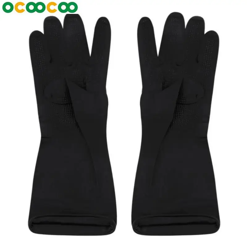 

1 Pair Waterproof Antiskid Gloves Hair Perm Hair Shampoo Hair Coloring Black Latex Reusable Gloves Salon Styling Tool