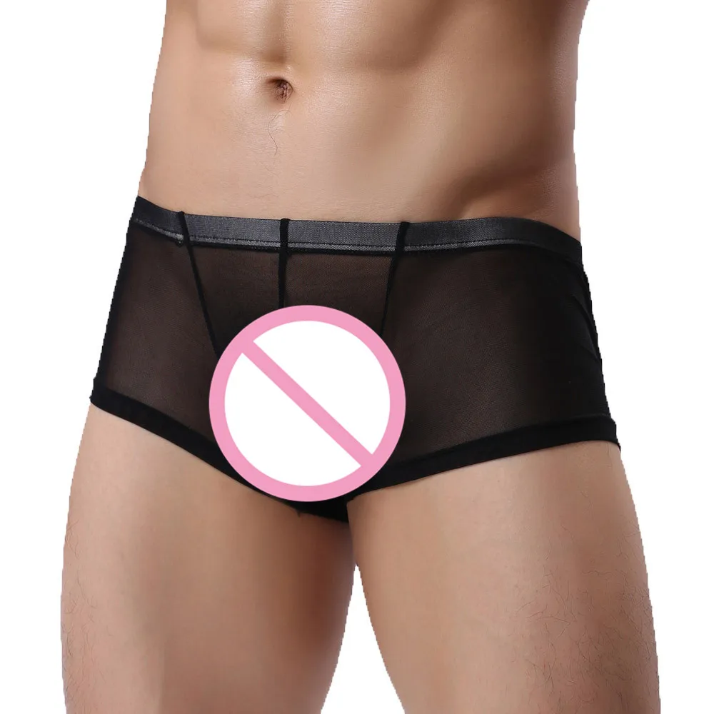 Прозрачные трусы сексуальное нижнее белье для мужчин трусы-боксеры интимная