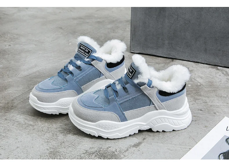 Г., классические Замшевые женские зимние кроссовки, теплые меховые ботильоны с плюшевой стелькой женская обувь популярная женская обувь на шнуровке