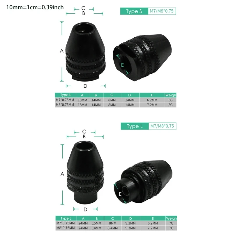 

Multifunctional M7/M8 Keyless Drill Chuck Rotary Tool 4-Types Optional Chucks Adapter Universal Mini Mandrel Converter