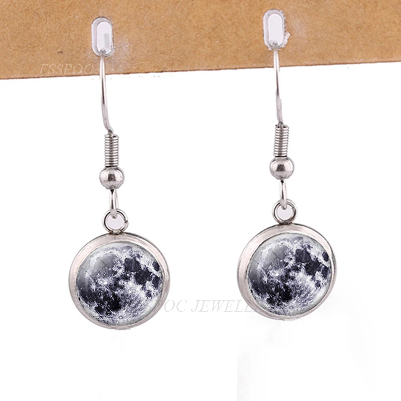 Женские серебряные серьги-подвески серьги со стеклянными кабошонами на