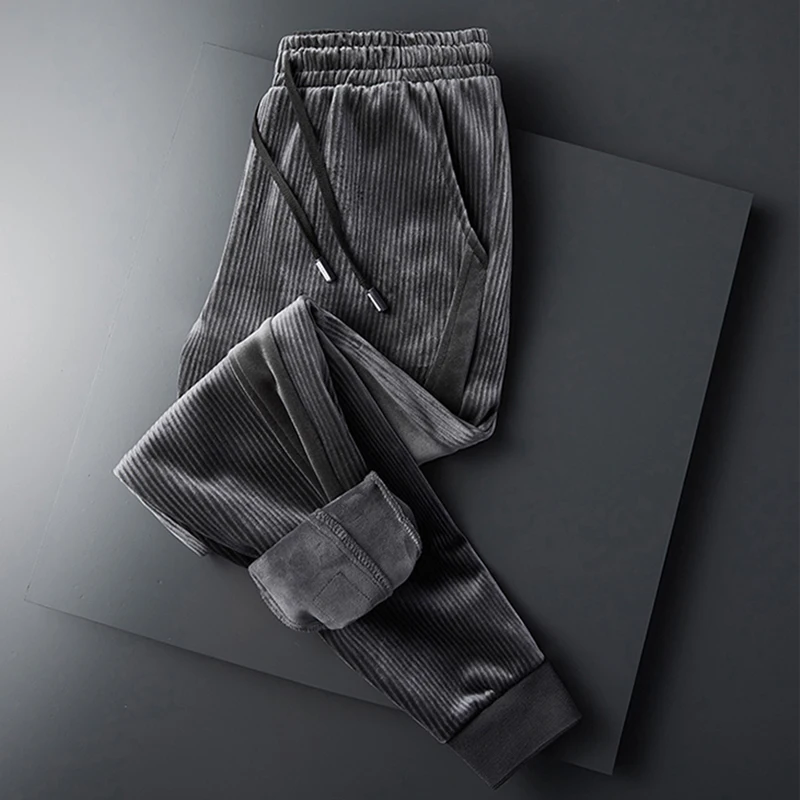 2019 зимние вельветовые штаны мужские толстые теплые Модные Повседневные