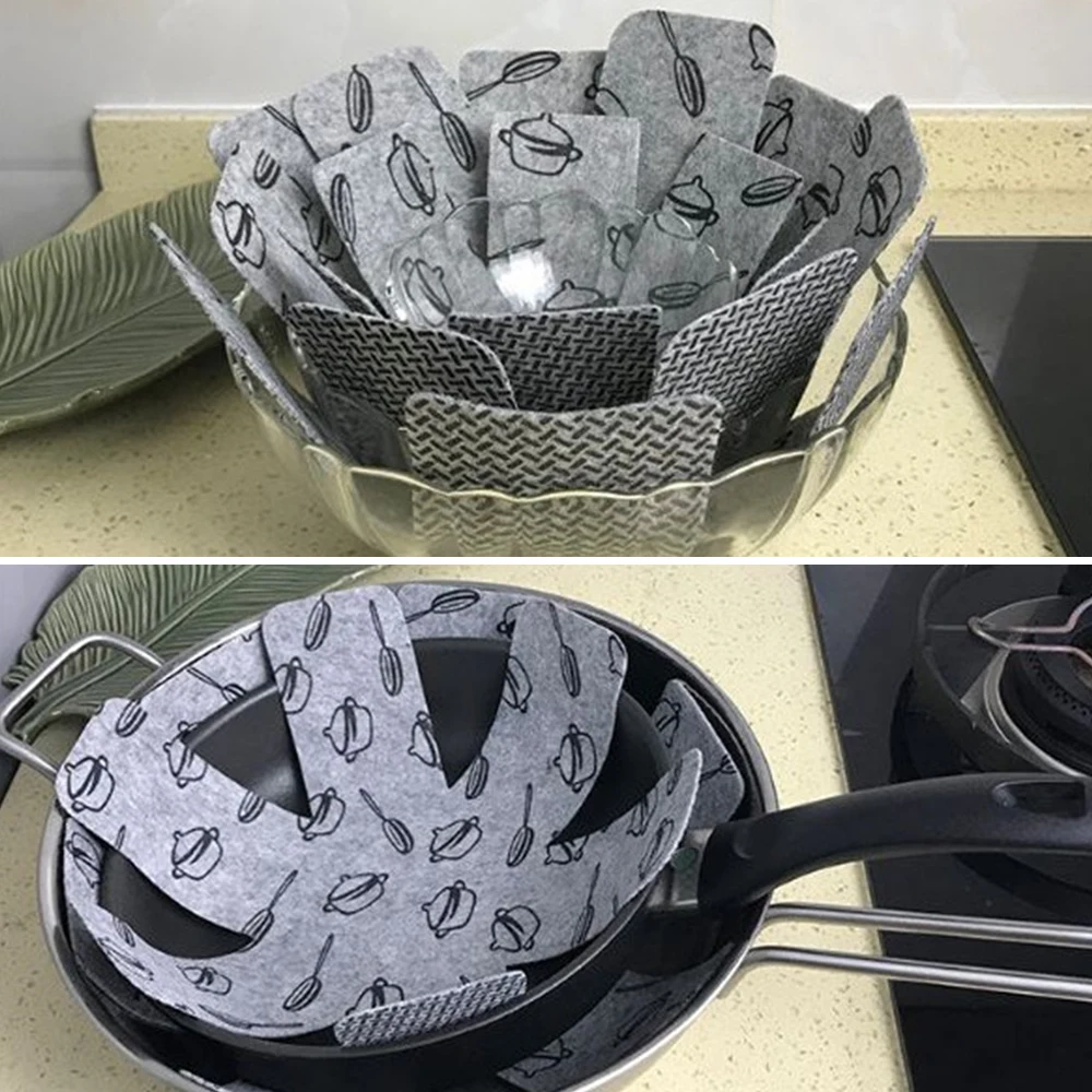 

15pcs/set Pot & Pan Protectors Gray Print Divider Pads to Prevent Scratching Separate and Protect Surfaces for Cookware