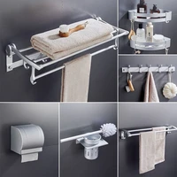 bathroom shelf aluminum storage wall hanging without perforation storage rack bathroom accessories sets towel rack toilet holder