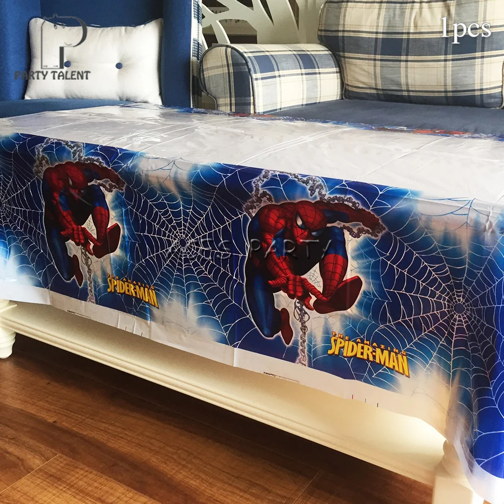 1pcs tablecover Мальчики дети супер герой на тему Человека-паука посуда для вечеринки в честь Дня Рождения шар конфеты коробка флаг тарелка чашка соломы кисточкой вечерние принадлежности - Цвет: 1pcs tablecover