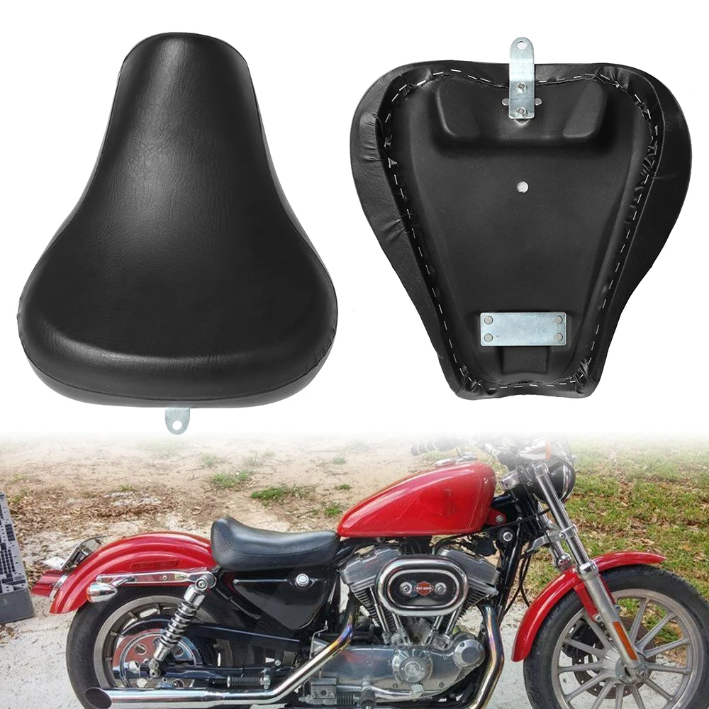 

Front Driver Rider Solo Seat Motorcycle Cushion Black PU Leather For Harley Sportster 883 1200 Forty Eight 1983-2003