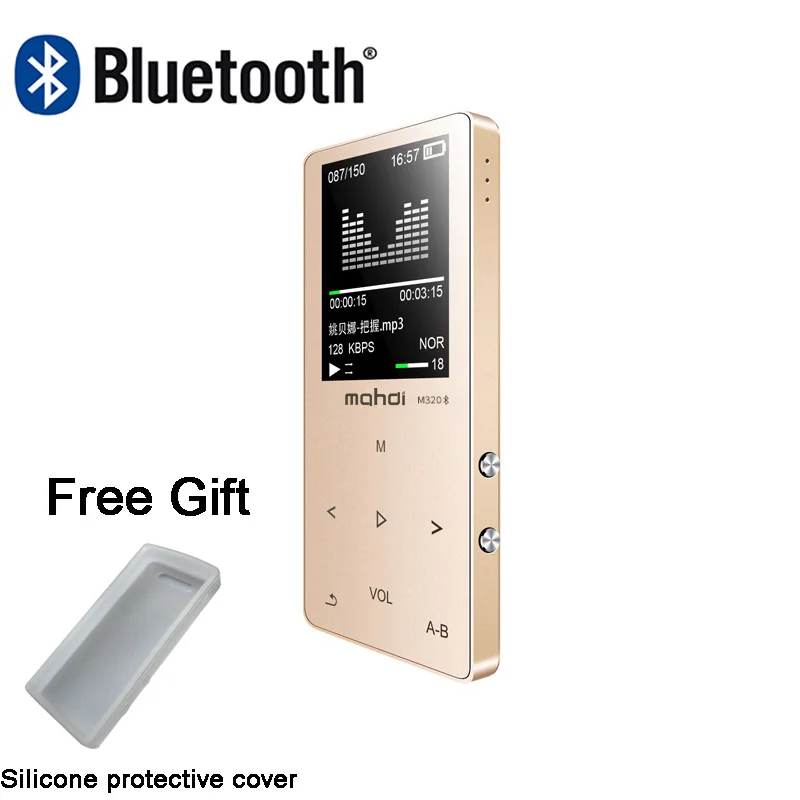 Металлический bluetooth mp3 плеер 8 Гб Встроенный динамик fm-радио электронная книга диктофон портативный аудио Спорт flac музыка видео плеер - Цвет: Золотой