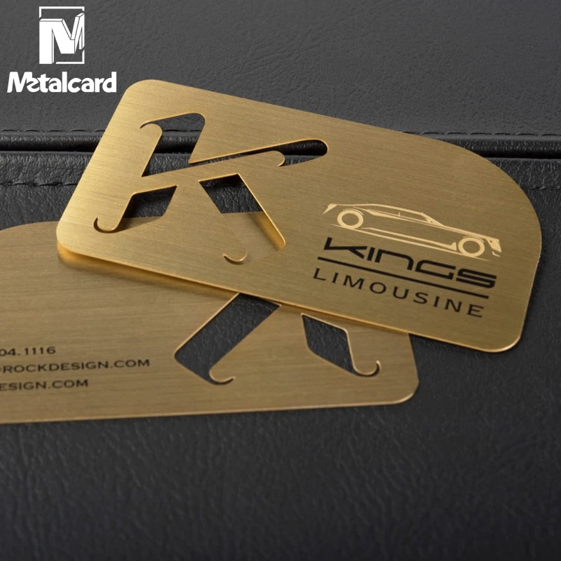 Stainless steel brushed business card hollow metal card plating gold card custom