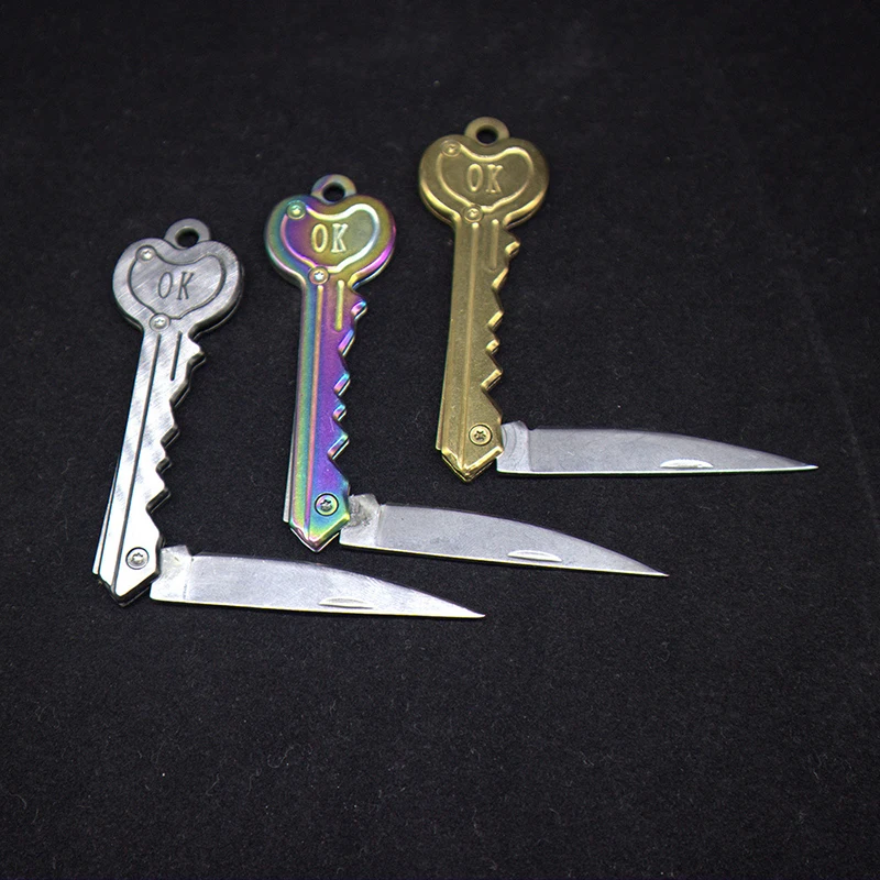 Мини нож в виде ключа тактический походный уличный брелок складной открытие