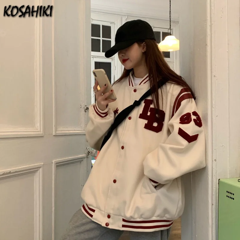 

Бейсбольная Униформа koshiki для женщин, Новинка весна-осень 2021, свободная и тонкая одежда для пар в стиле ретро, куртка оверсайз