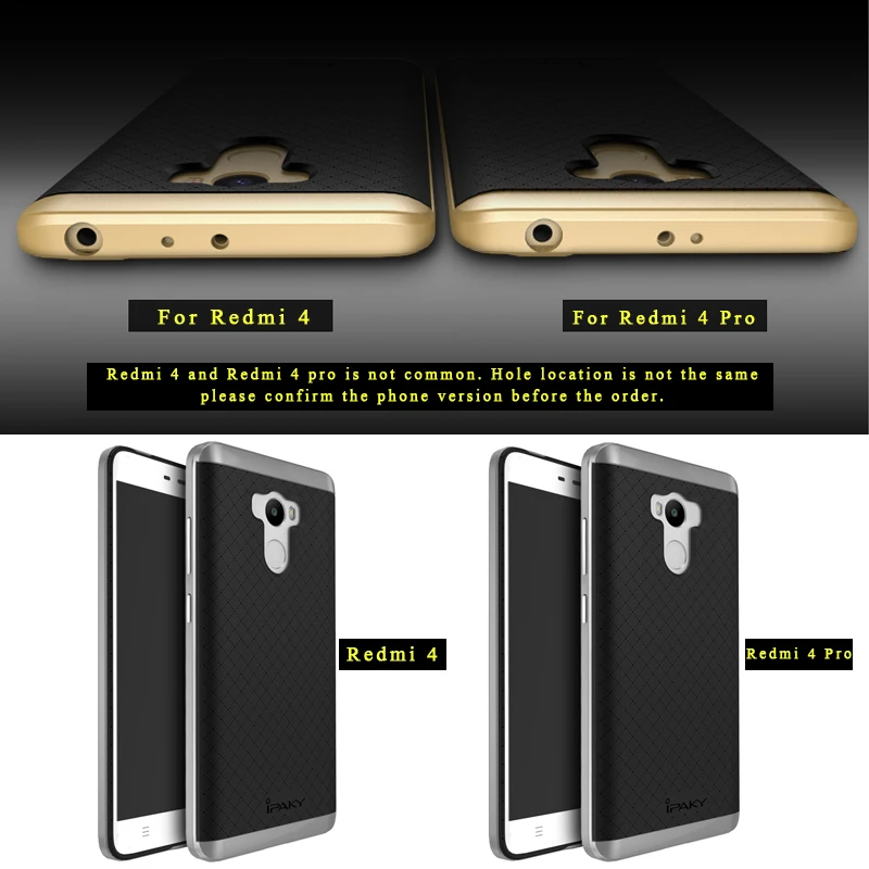 Redmi 4 4x Case ipaky Silicone Cover For Xiaomi redmi pro case Luxury Armor Back + PC Frame redmi4 Phone cover 5.0&quot |