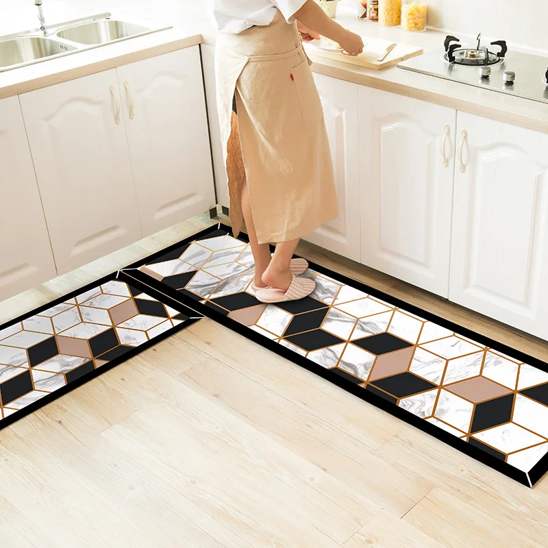Nordic black and white Kitchen rug floor mats non-slip strips home door bedroom bedside Hallway carpets bathroom | Дом и сад